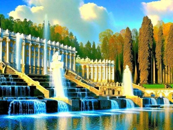 Grand Cascade in Peterhof Foto